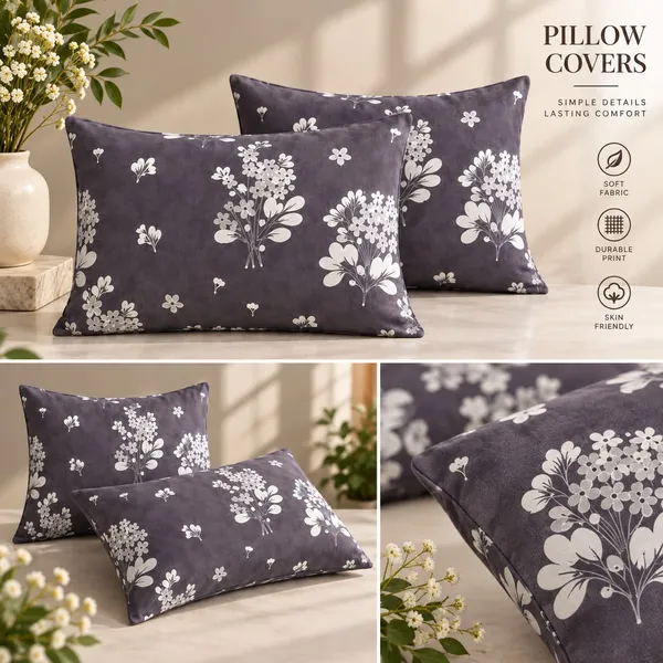 144TC_Midnight_Plum_Botanical_Pure_Cotton_Queen_Size_Bedsheet_Set
