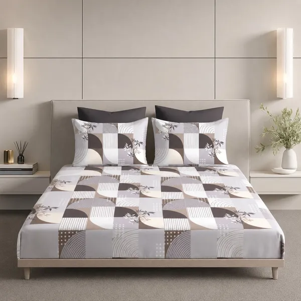 144TC_Modern_Neutral_Geometric_Pure_Cotton_Queen_Size_Bedsheet_Set