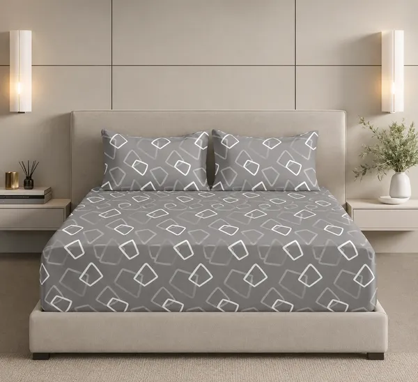 144_TC_Modern_Geometric_Grey_100%_Pure_Cotton_Queen_Bedsheet_Set