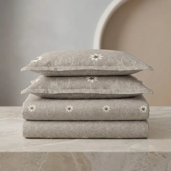 180_TC_Grey_Cotton_Elegant_Floral_Embroidered_King_Size_Bedsheet_with_Pillows