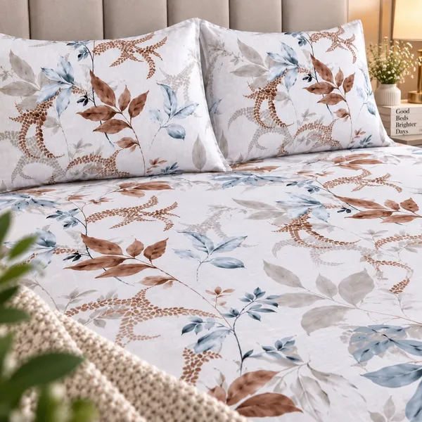 144TC_Tranquil_Foliage_Pure_Cotton_Queen_size_Bedsheet_with_Pillows