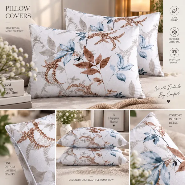 144TC_Tranquil_Foliage_Pure_Cotton_Queen_size_Bedsheet_with_Pillows