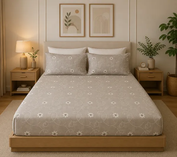 180_TC_Grey_Cotton_Elegant_Floral_Embroidered_King_Size_Bedsheet_with_Pillows