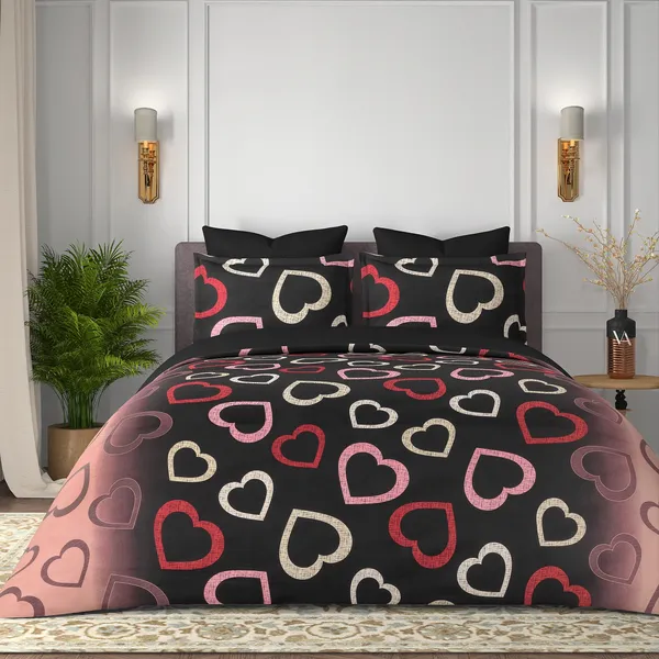 180_TC_Multicolor_Cotton_Romantic_Heart_Print_Queen_Bedsheet_With_2_Pillow_Covers