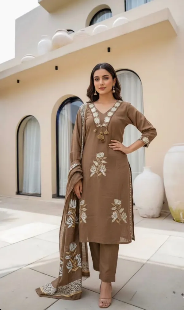 Brown_Floral_Embroidered_3-Piece_Suit_Set_For_Women