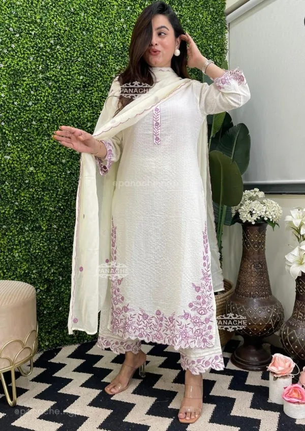 White_Cotton_Katha_Embroidered_Suit_Set_For_Women