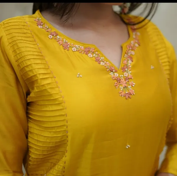 Mustard_Magic_Handwork_Cotton_Kurti_Set_For_Women