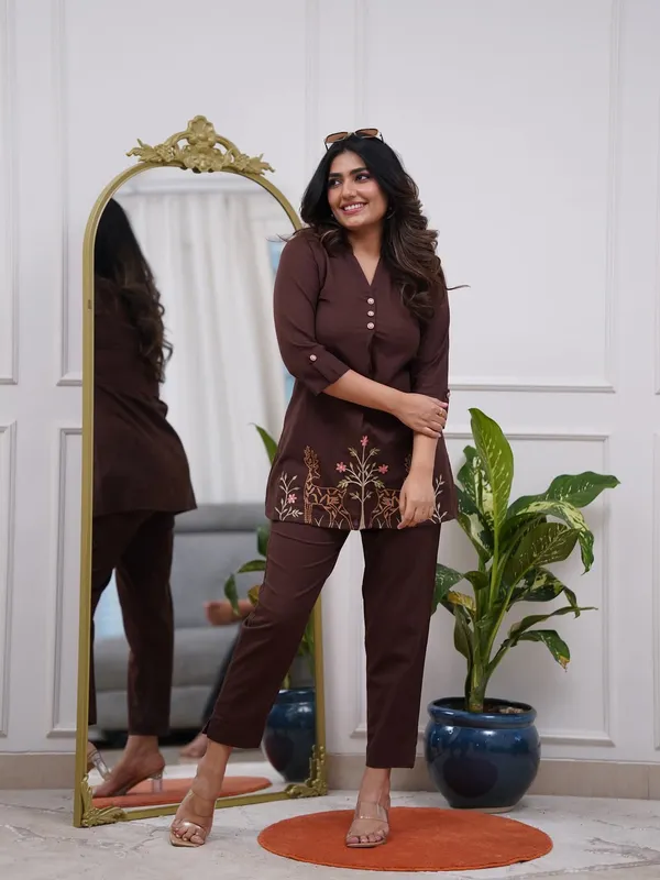 Premium_Brown_Deer_Embroidered_Co-Ord_Set_For_Women
