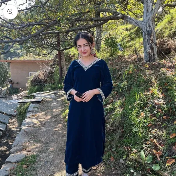 Royal_Navy_Blue_Velvet_2-Piece_Embroidered_Kurti_Set_For_Women