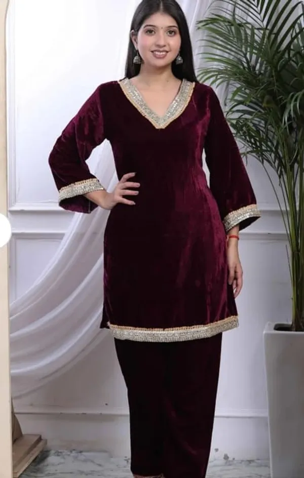 Luxury_Maroon_Velvet_Embellished_Co-Ord_Set_For_Women