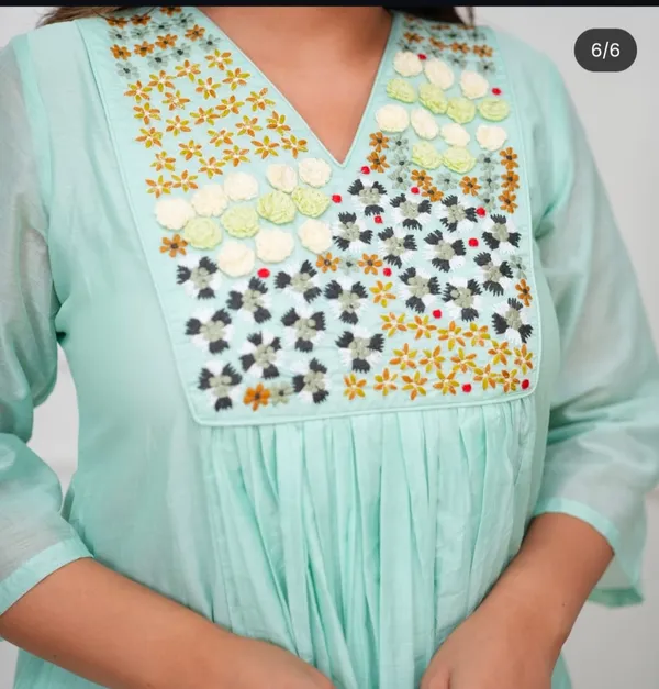 Sky_Blue_Mirror-Work_Anarkali_Kurti_Set_For_Women