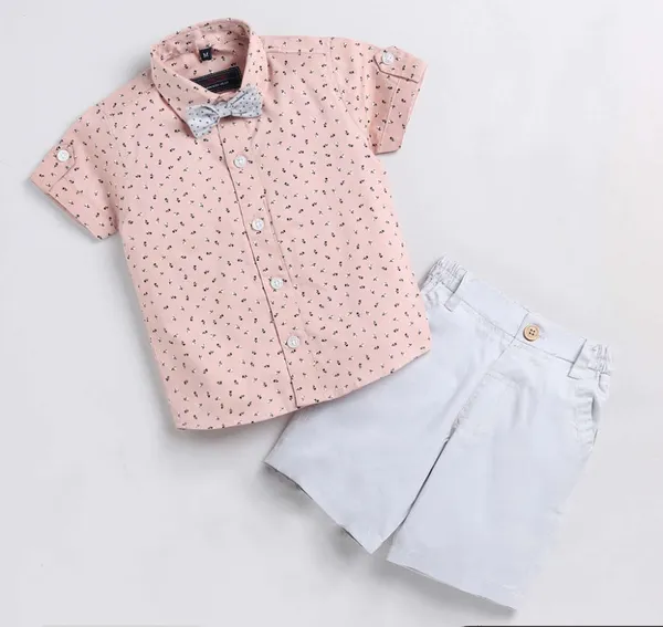 Blush_Charm_Shirt_&_Shorts_Co-ord_Set_with_Bow_Tie