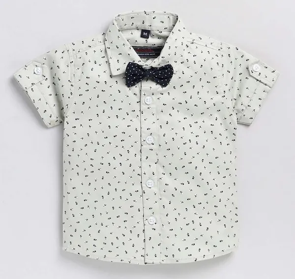 Ivory_Dots_Shirt_&_Navy_Shorts_Co-ord_Set_with_Bow_Tie