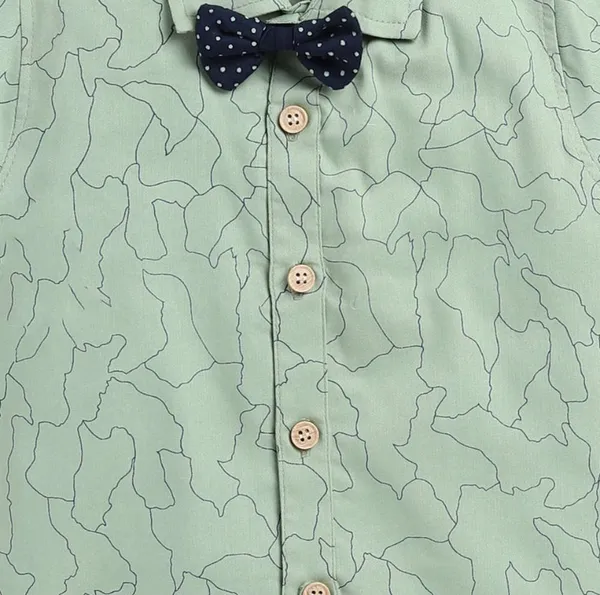 Mint_Maze_Shirt_&_Navy_Shorts_Co-ord_Set_with_Bow_Tie