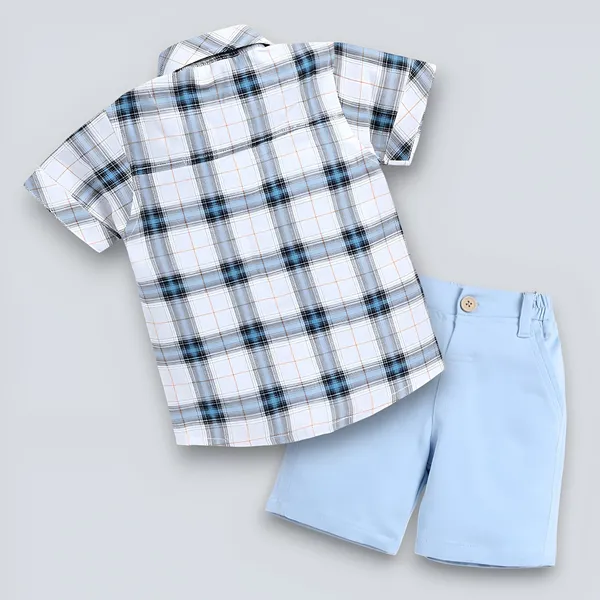 Sky_Check_Shirt_&_Powder_Blue_Shorts_Co-ord_Set_with_Bow_Tie