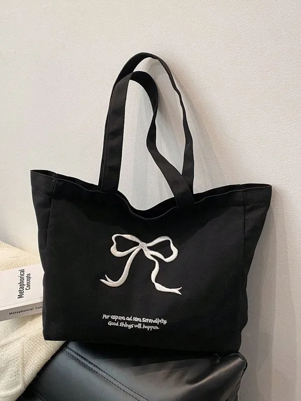 Black_Canvas_Fabric_Hand_Tote_Bag_For_Women