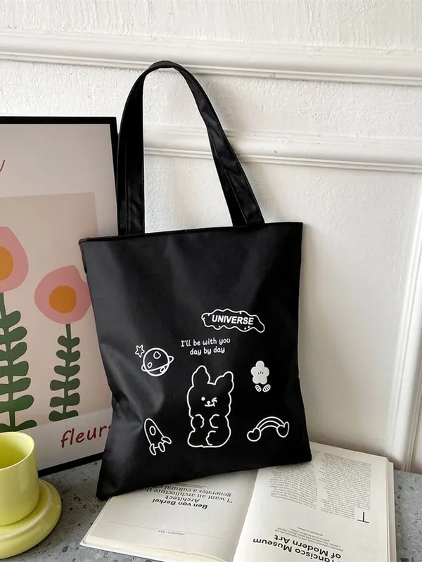 Black_Canvas_Fabric_Hand_Tote_Bag_For_Women