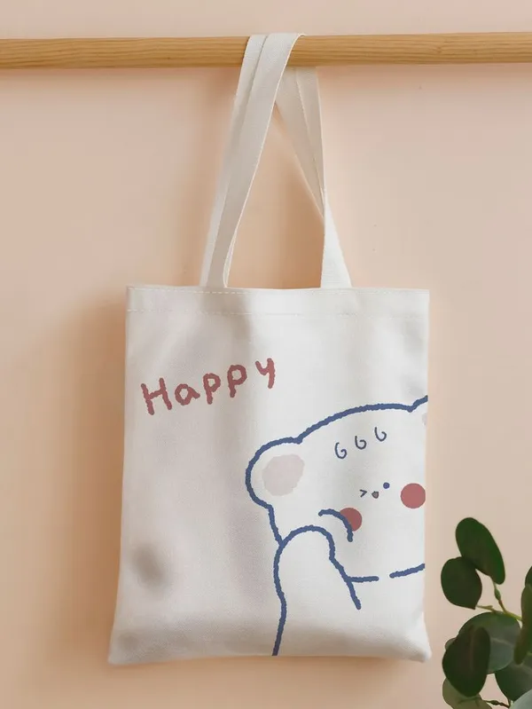 White_Canvas_Fabric_Hand_Tote_Bag_For_Women