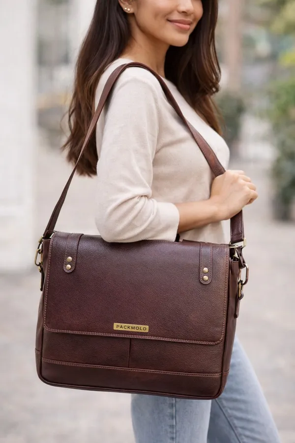 OFFILUXE_Brown_Genuine_Leather_Premium_Solid_Messenger_Bag_For_Unisex