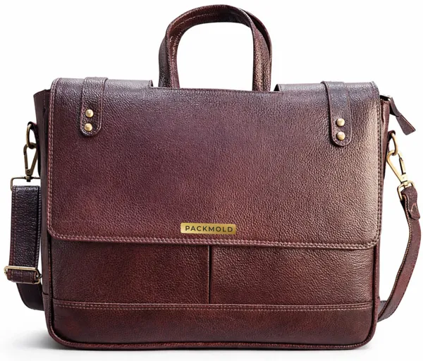 OFFILUXE_Brown_Genuine_Leather_Premium_Solid_Messenger_Bag_For_Unisex