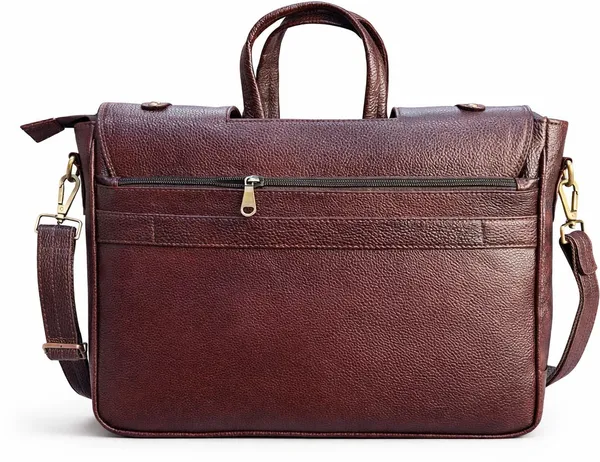 OFFILUXE_Brown_Genuine_Leather_Premium_Solid_Messenger_Bag_For_Unisex