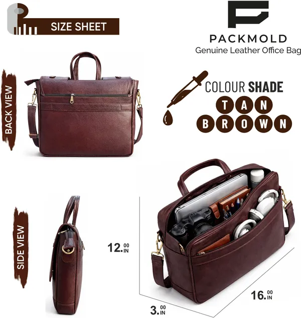 OFFILUXE_Brown_Genuine_Leather_Premium_Solid_Messenger_Bag_For_Unisex