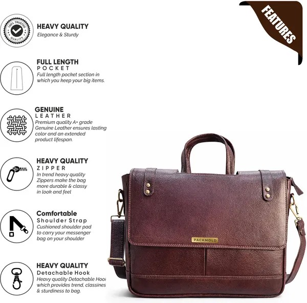 OFFILUXE_Brown_Genuine_Leather_Premium_Solid_Messenger_Bag_For_Unisex