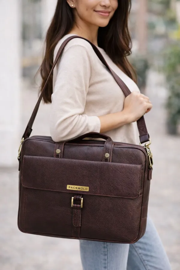 ELITRA_Brown_And_Tan_Genuine_Leather_Premium_Solid_Messenger_Bag_For_Unisex