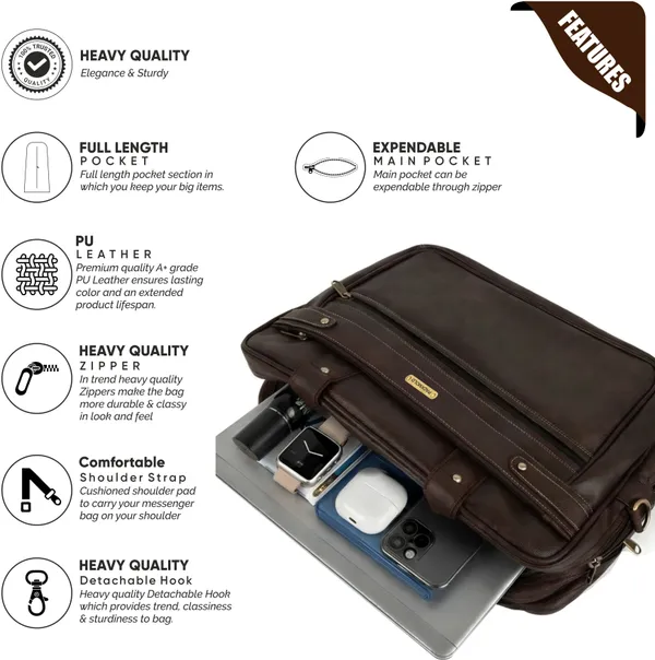 PROCARRY_Brown_And_Tan_Pu_Leather_Premium_Solid_Messenger_Bag_For_Unisex