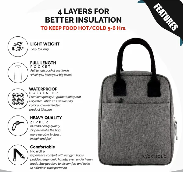 TIFFBAG_Grey_Polyester_Oxford_Fabric_Premium_Solid_Lunch_Bag_For_Unisex