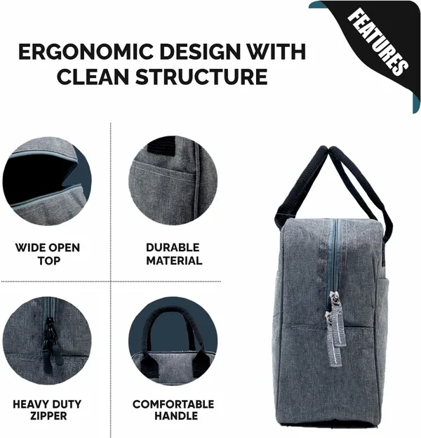 TIFFBAG_Grey_Polyester_Oxford_Fabric_Premium_Solid_Lunch_Bag_For_Unisex
