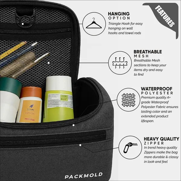 TOILEX_Grey_&_Black_Premium_Polyester_Travel_Toiletry_Kit_For_Unisex