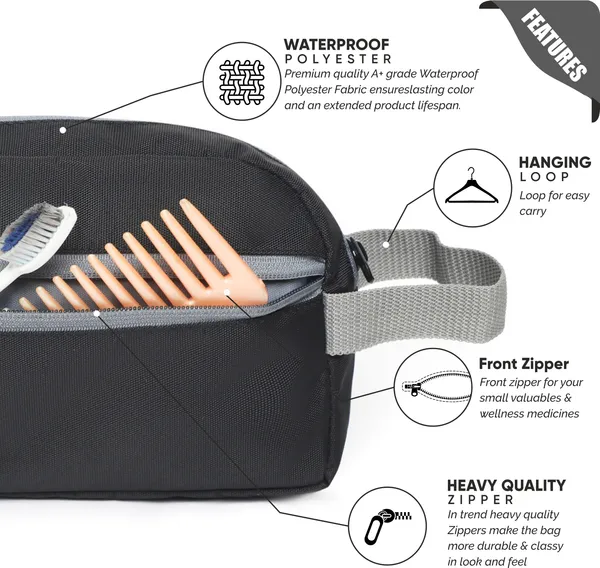 POUCHO_Black_Premium_Polyester_Travel_Toiletry_Kit_For_Unisex