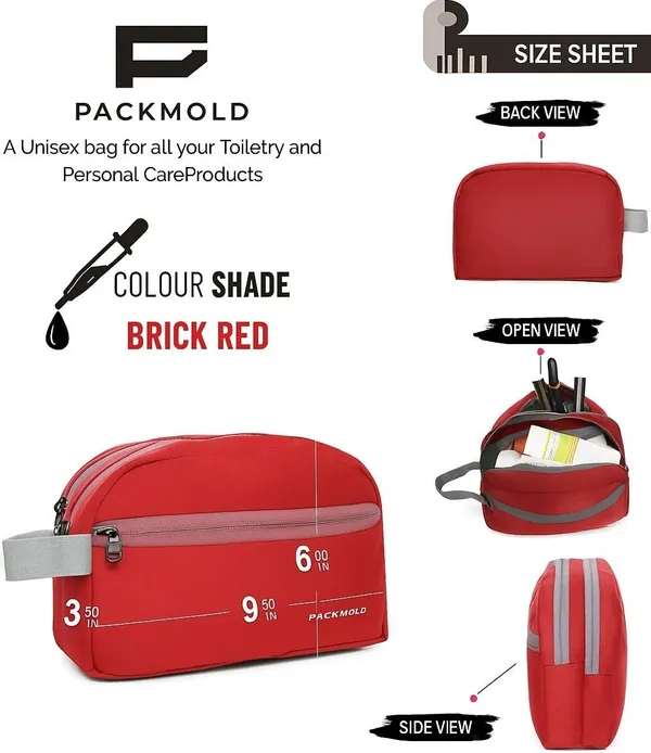 POUCHO_Red_Premium_Polyester_Travel_Toiletry_Kit_For_Unisex