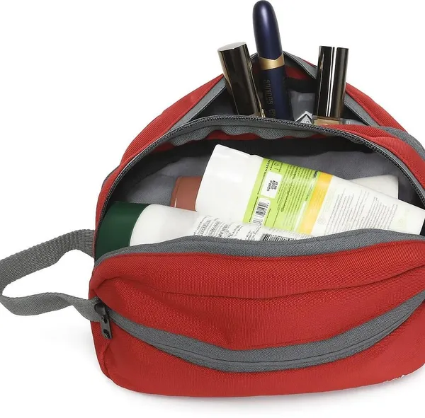 POUCHO_Red_Premium_Polyester_Travel_Toiletry_Kit_For_Unisex