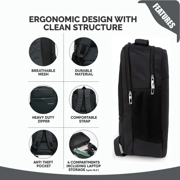 TECHCASE_Dark_Grey_And_Cream_Polyester_Premium_Solid_Backpack_For_Unisex