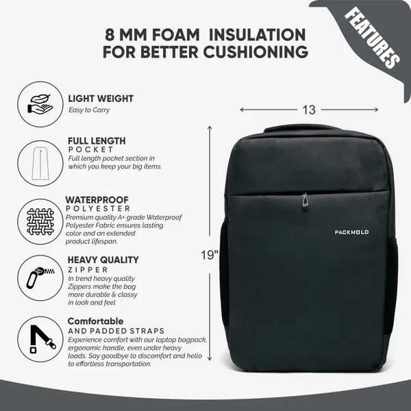 TECHCASE_Dark_Grey_And_Cream_Polyester_Premium_Solid_Backpack_For_Unisex