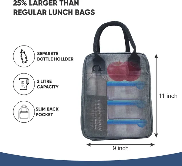 TIFFBAG_Dark_Grey_Polyester_Premium_Solid_Lunch_Bag_For_Unisex