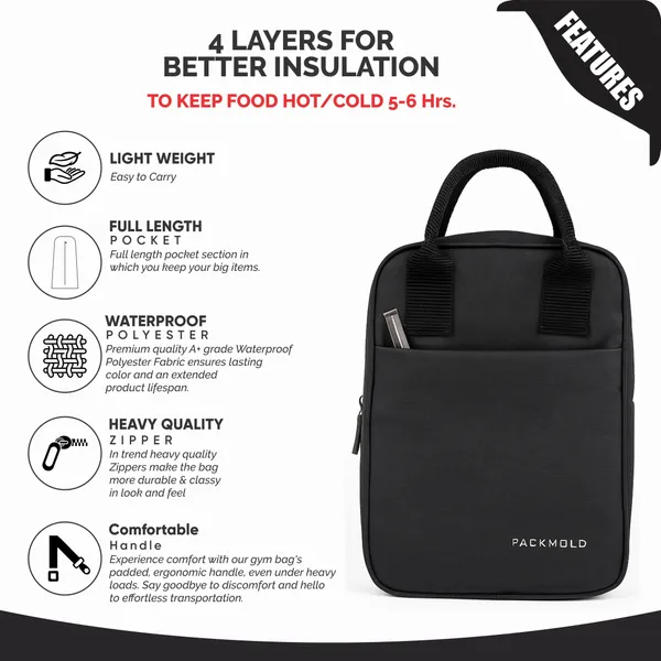 TIFFBAG_Dark_Grey_Polyester_Premium_Solid_Lunch_Bag_For_Unisex