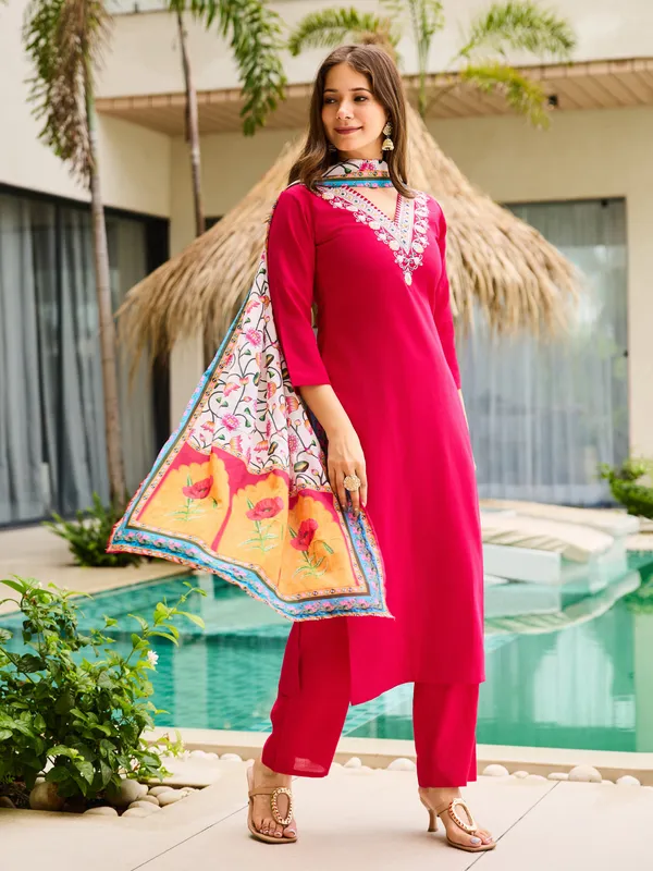 Rani_Rayon_Embroidered_Kurta_Set_With_Silk_Chiffon_Dupatta_For_Women
