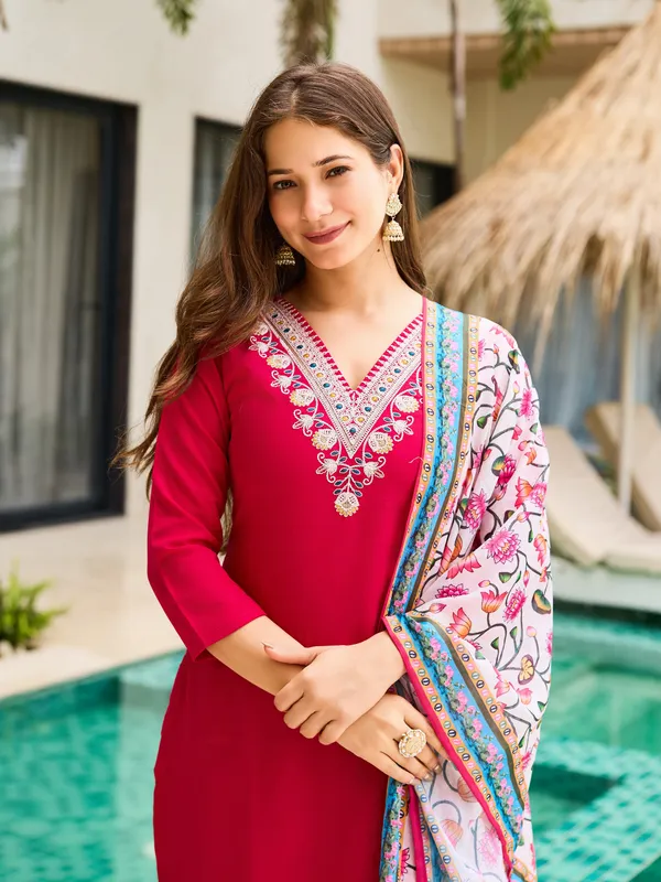 Rani_Rayon_Embroidered_Kurta_Set_With_Silk_Chiffon_Dupatta_For_Women