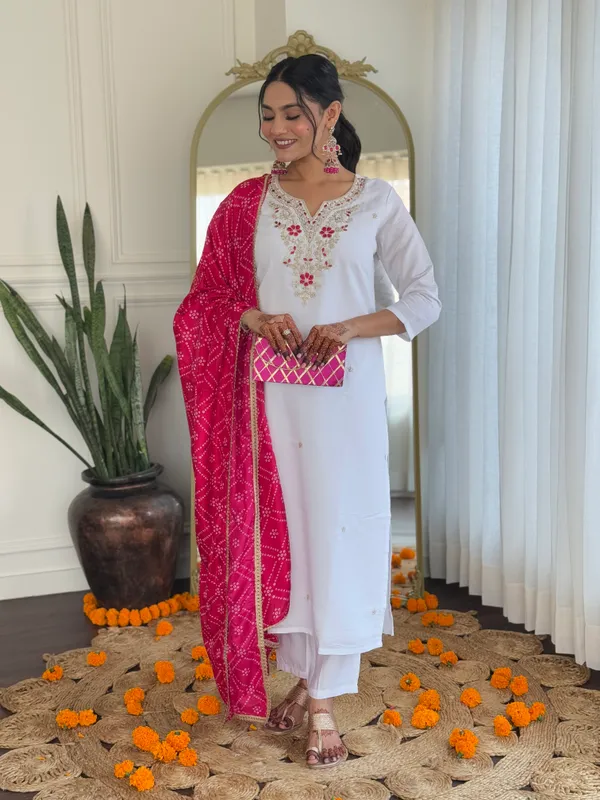 White_Bsy_Viscose_Embroidered_Kurta_Set_With_Silk_Blend_Dupatta_For_Women