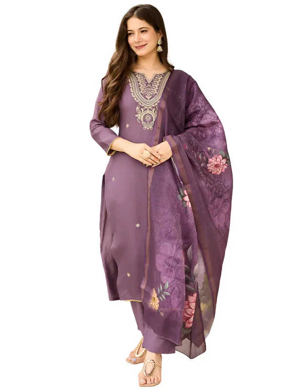 Purple_Viscose_Embroidered_Kurta_Set_With_Jacquard_Dupatta_For_Women