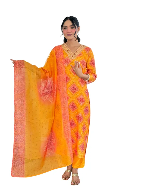 Orange _Rayon_Embroidered_Kurta_Set_With_Taby_Dupatta_For_Women