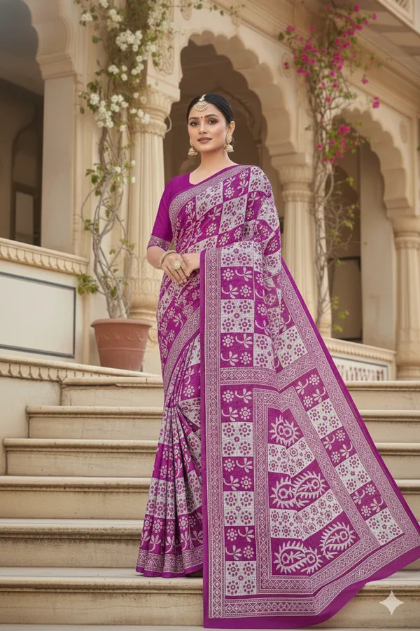 Magenta_Cotton_Printed_Saree_For_Women