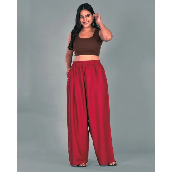 Maroon_Rayon_Palazzo_Pant_For_Women