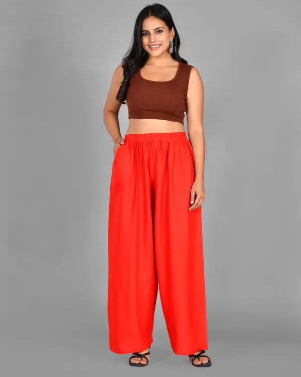 Red_Rayon_Palazzo_Pant_For_Women