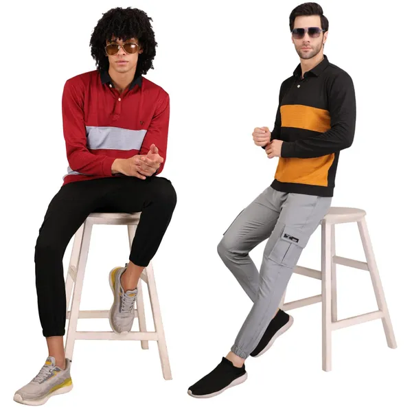 Black_And_Light_Grey_Twill_Lycra_Cargo_Track_Pants_For_Unisex_(Combo_Pack)
