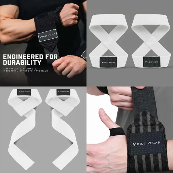 White_And_Black_Cotton_Arm_Support_For_Men_And_Women(Set_Of_4)