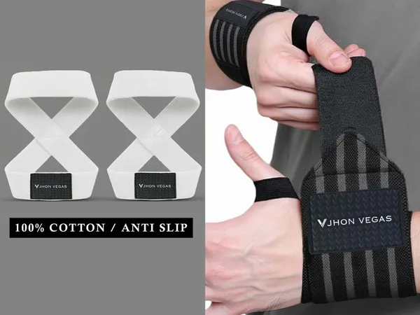 White_And_Grey_Cotton_Arm_Support_For_Men_And_Women(Set_Of_2)